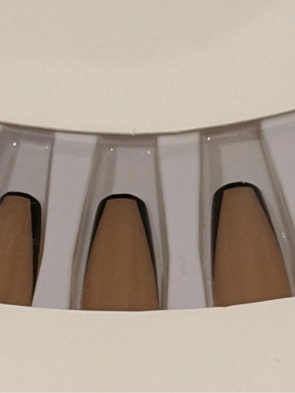 Black French Tip Coffin Press On Nails | Minimalist Glossy Nude Nail Set